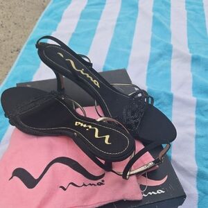 Nina Elegant Black Strappy Heels